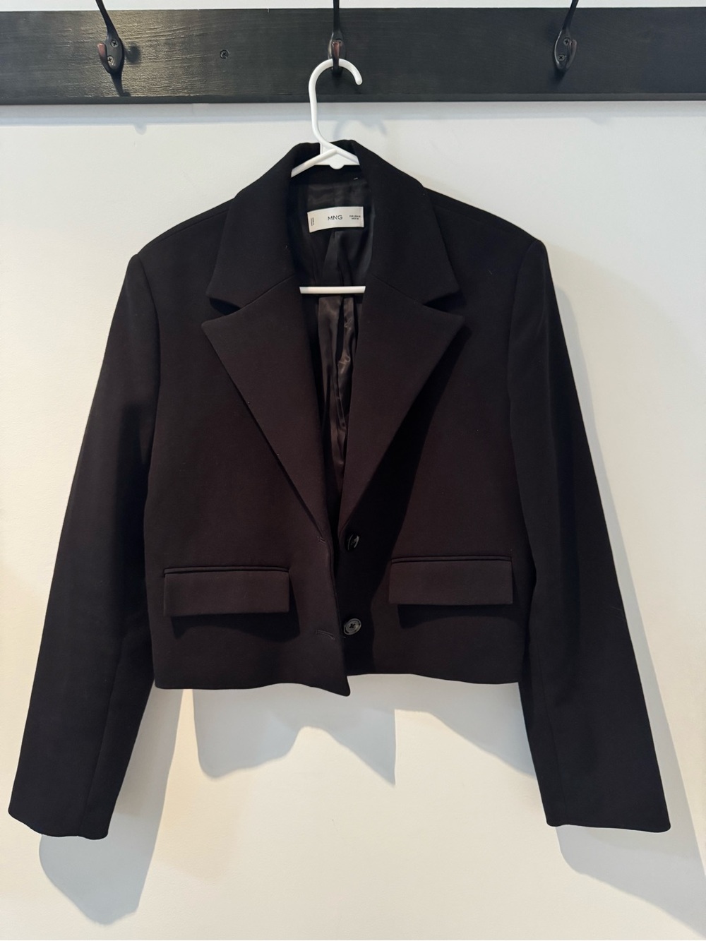 Mango Black Cropped Tailored Blazer